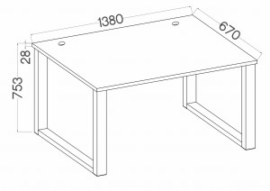 Psací stůl LOFT 138x67 Malta 150 světle šedá