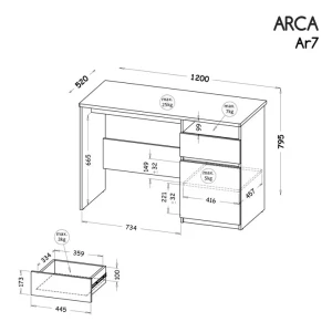 Psací stůl se zásuvkou 120 cm Arca 07 Bílý