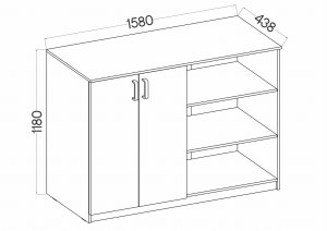 Kancelářská komoda s policemi Malta 830 2D Dub Artisan/šedá