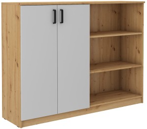 Kancelářská komoda s policemi Malta 830 2D šedý/Dub Artisan