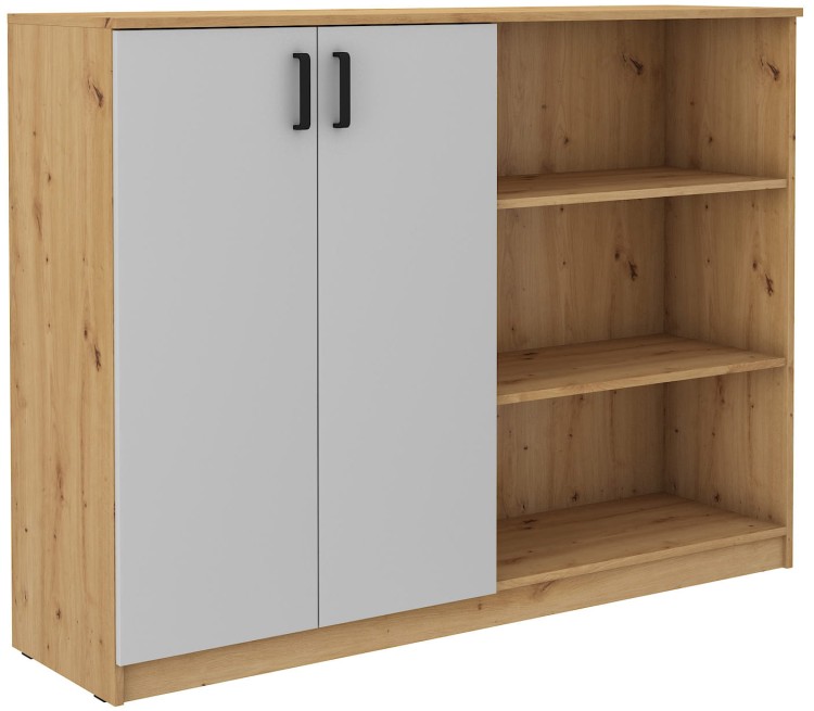 Kancelářská komoda s policemi Malta 830 2D šedý/Dub Artisan