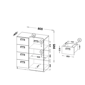 80 cm komoda Lorento 06 Bílý/Nash dub