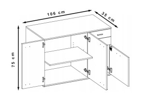 Komoda se 2 zásuvkami 3D 2S Mike 1 Bílá