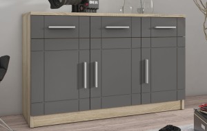 Komoda se 3 zásuvkami Paris GR 3D 3S Grafit/dub Sonoma