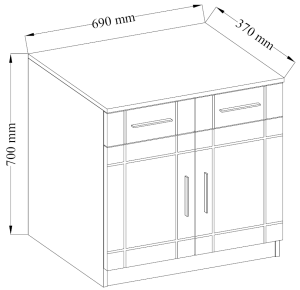 Komoda se 2 zásuvkami Paris WH 2D 2S Bílá/Sonoma dub
