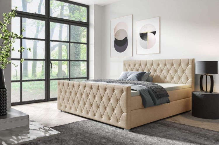 Kontinentální postel Nadia s čelo 140x200 béžová