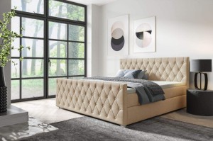 Kontinentální postel Nadia s čelo 160x200 béžová