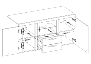 Komoda se 2 zásuvkami Rumba DL20 2D 2S Dub Lefkas s LED