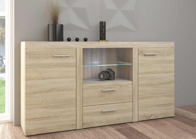 Komoda se 2 zásuvkami Rumba SO20 2D 2S dub Sonoma s LED