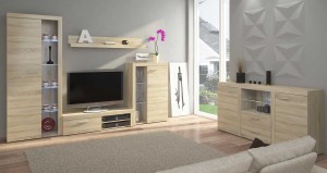 Knihovna Rumba SO01 s komodou SO20 2D 2S dub Sonoma s LED