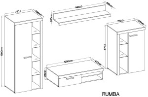 Knihovna Rumba SO01 s komodou SO20 2D 2S dub Sonoma s LED