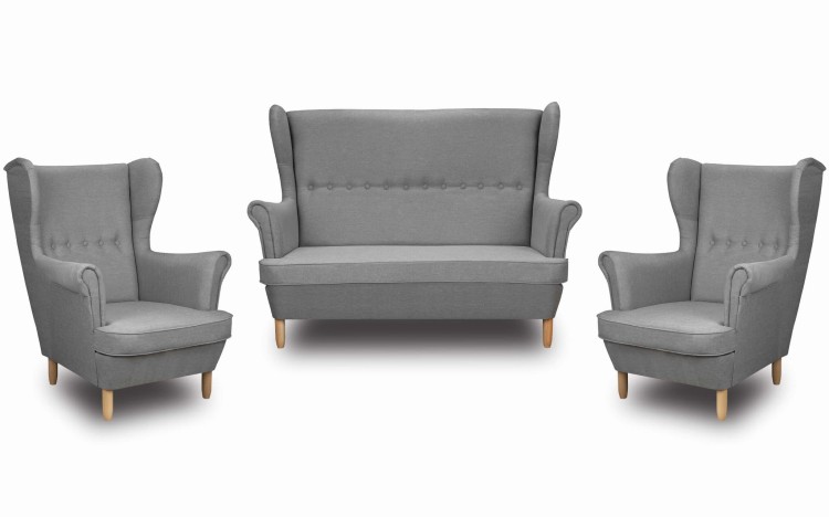 Sedací souprava Ushak s 2x křeslo šedý