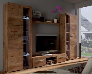 Knihovna Rumba XL DL01 Dub Lefkas s LED