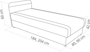 Pohovka s boxem 80x180 - Tålig Grafitová/Šedá