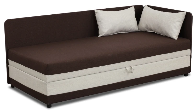 Jednolůžková postel s boxem Hirek 90x200 Hnědá/Ecru