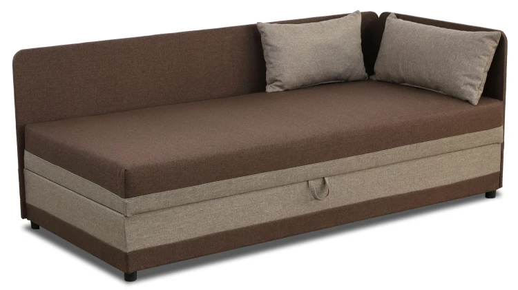 Jednolůžková postel s boxem Hirek 90x200 Hnědá/Béžová