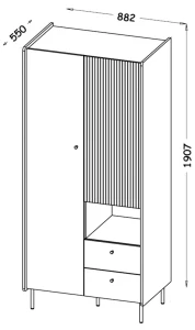 Skříňka se zásuvkami Prestigo P1 2D2S Černý/Oak/San Sebastian