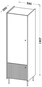 Šatní skříň 59 cm Prestigo P2 2D černá/dřevo ořech/san Sebastian