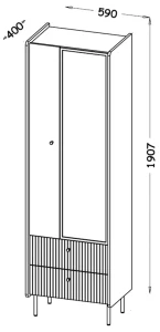 LED prosklená vitrína se zásuvkami Prestigo P3 1D1W2S Černý/Oak/San Sebastian