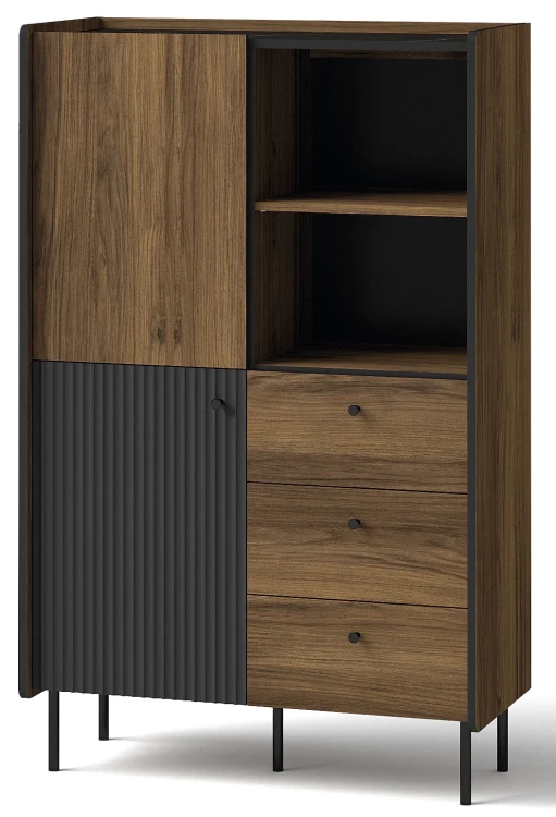 Knihovna se 3 zásuvkami Prestigo P4 2D3S Černý ořech/San Sebastian