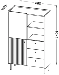 Knihovna se 3 zásuvkami Prestigo P4 2D3S Černý ořech/San Sebastian