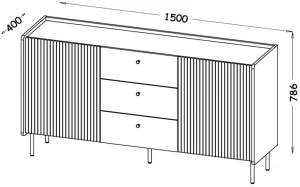Komoda 150 cm Prestigo P5 2D3S Černý ořech/San Sebastian