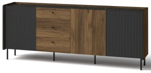 Komoda 200 cm Prestigo P6 3D3S Černý ořech/San Sebastian