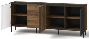 Komoda 200 cm Prestigo P6 3D3S Černý ořech/San Sebastian