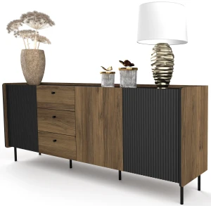 Komoda 200 cm Prestigo P6 3D3S Černý ořech/San Sebastian