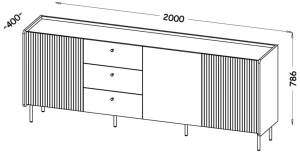 Komoda 200 cm Prestigo P6 3D3S Černý ořech/San Sebastian