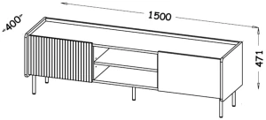 RTV skříň 150 cm Prestigo P7 2D Černý ořech/San Sebastian