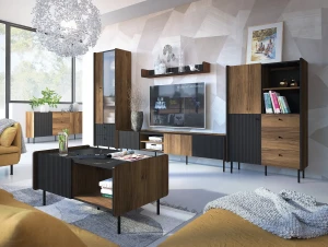 RTV skříň 150 cm Prestigo P7 2D Černý ořech/San Sebastian