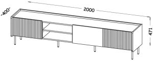 RTV skříň 200 cm Prestigo P8 3D Černý/Oak/San Sebastian
