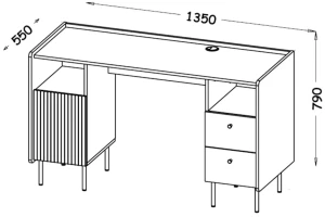 Psací stůl 135 cm Prestigo P9 Černý ořech/San Sebastian