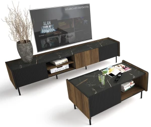 Konferenční stolek Prestigo P11 Černá/Ořech/San Sebastian