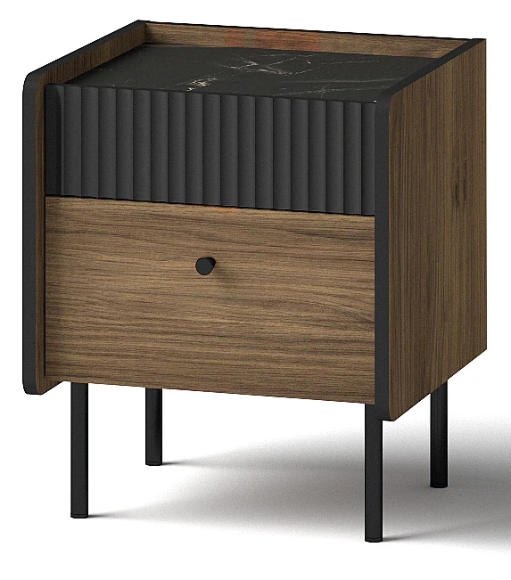 Prestigo P12 noční stolek Černá/Dřevo Ořech/San Sebastian