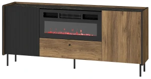 180 cm komoda s krbem Prestigo P16 1S Černý ořech/San Sebastian