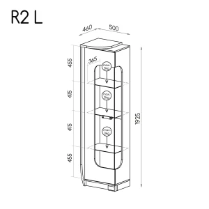 Prosklená vitrína levá Romero R2L 1D s LED Dub Canyon/Arusha
