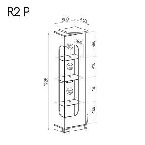 Pravostranná prosklená skříň Romero R2P 1D s LED Dub Canyon/Arusha