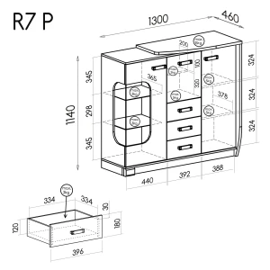 Pravá komoda Romero R7P 1D1W3S1B Dub Canyon/Arusha