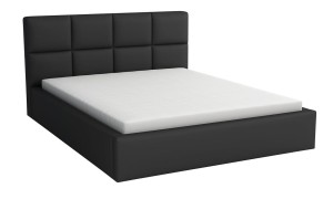 Manželská postel s úložným prostorem s matrací 140x200 - Alaska Černá Ekokůže