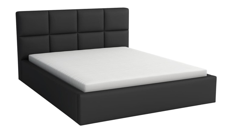 Manželská postel s úložným prostorem s matrací 140x200 - Alaska Černá Ekokůže