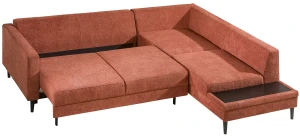 Rohová pohovka s funkcí spaní a kontejnerem na lůžkoviny pravá Costa Červený