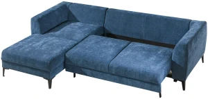 Levá rohová rozkládací pohovka s funkcí spaní s úložným boxem Imperia modrá