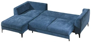 Levá rohová rozkládací pohovka s funkcí spaní s úložným boxem Imperia modrá