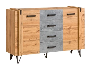 Komoda Lofter LO5 Betonový Millenium dub Wotan 135 cm do obývacího pokoje a ložnice