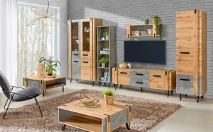 Konferenční stolek do obývacího pokoje 80 cm Lofter L12 Betonový Millenium Oak Wotan