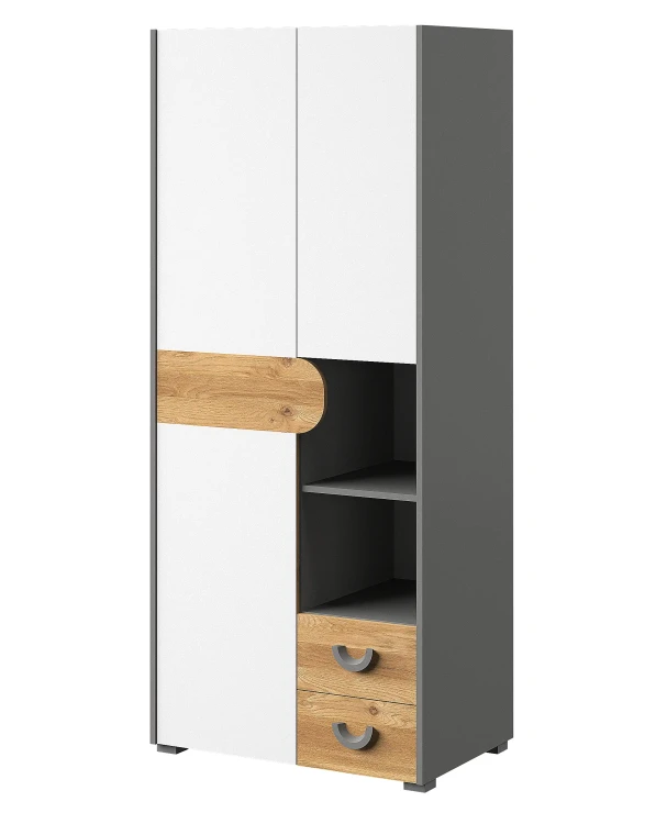 Šatní skříň do pokoje pro mládež Carini CA1 Nash Dub/bílá briliant/grafit