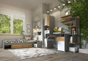 Knihovna do pokoje pro mládež Carini CA5 Dub Nash/bílá Brilliant/Grafit