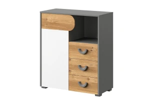 Komoda do pokoje pro mládež Carini CA6 Dub Nash/bílá Brilliant/Grafit